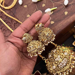 Vriksham Traditional Lakshmi Temple AD Stone Pendant Chian Long Neckpiece-G21516