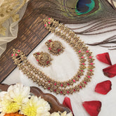 Vriksham Gold Plated Kemp Stone Lakshmi Neckpiece-Red -G19101