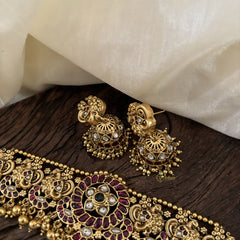 Premium AD Stone High Neck Choker -Gold Bead -G10596