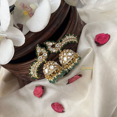 Vriksham Elegant Peacock Jhumka-White-Green Bead-G18306