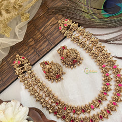 Vriksham Gold Plated Kemp Stone Lakshmi Neckpiece-Red -G19101