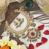 Vriksham Dual Peacock Style With Half Circlre Guttapusalu Neckpiece-G19114