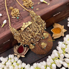 Vriksham Vrindavan Heritage Krishna Nakshi AD Stone Pendant Chian Long Neckpiece-G21517