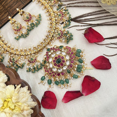 Vriksham Dual Peacock Style With Half Circlre Guttapusalu Neckpiece-G19114