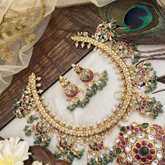 Vriksham Dual Peacock Style With Half Circlre Guttapusalu Neckpiece-G19114