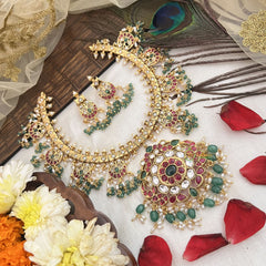 Vriksham Dual Peacock Style With Half Circlre Guttapusalu Neckpiece-G19114