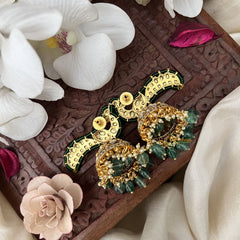 Vriksham Elegant Peacock Jhumka-White-Green Bead-G18306