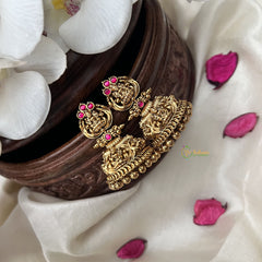 Vriksham Gold Look Alike Lakshmi Jhumka-Red-Gold Bead-G18250