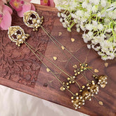 Vriksham Antique Gold Bahubali Style Kaan Chain With Ghungroo Accents Earrings-G22101