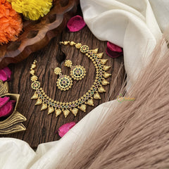 Vriksham Designer Green Red Stone Short Neckpiece-G17920