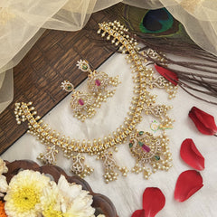 Vriksham Designer Peacock Royal Pearl Short Neckpiece-G19100