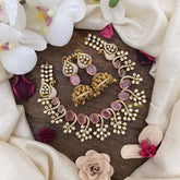 Vriksham Exclusive Natural Stone Short Neckpiece-Pastel Pink-G15983