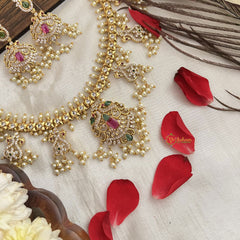 Vriksham Designer Peacock Royal Pearl Short Neckpiece-G19100