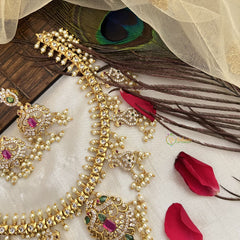 Vriksham Designer Peacock Royal Pearl Short Neckpiece-G19100