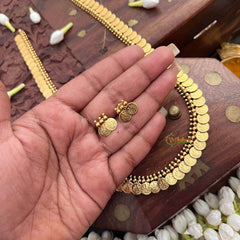 Vriksham Classic Gold Doted Look Lakshmi Coin Kasu Mala Long Neckpiece-G21514