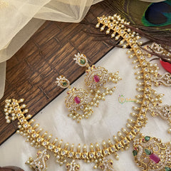Vriksham Designer Peacock Royal Pearl Short Neckpiece-G19100