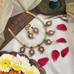 Vriksham Gold Plated Manga Style Choker-Red white-Reversible-G19095