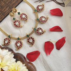 Vriksham Gold Plated Manga Style Choker-Red white-Reversible-G19095