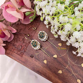 Vriksham Unique Gold Chandbali Style Bugadi Style Earrings-Green-G22139