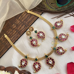 Vriksham Gold Plated Manga Style Choker-Red white-Reversible-G19095