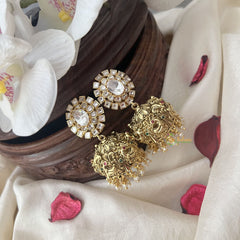 Vriksham Exquisite Gold Look Alike Jhumka-Oval-White-G18317