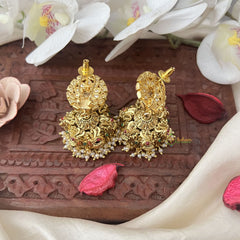 Vriksham Exquisite Gold Look Alike Jhumka-Oval-Red White-G18318