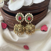 Vriksham Exquisite Gold Look Alike Jhumka-Oval-Red Green & White-G18319