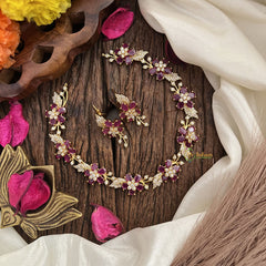 Vriksham Antique Floral AD Stone Short Neckpiece-Red-G17934