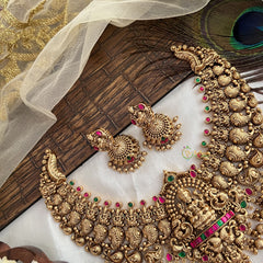 Vriksham Designer Gold Plated Lakshmi with Peacock Style Choker Neckpiece-G19089