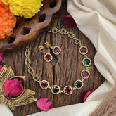 Vriksham Elegant Red Green AD Stone Short Neckpiece-G17908