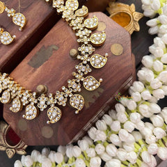 Vriksham Elegant Manga Reversible Kundan Jadau Long Neckpiece-Red Green & White-Green Bead-J4119