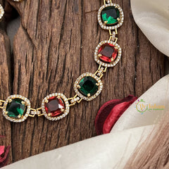 Vriksham Elegant Red Green AD Stone Short Neckpiece-G17908