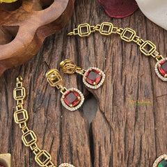 Vriksham Elegant Red Green AD Stone Short Neckpiece-G17908