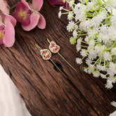 Vriksham Classic Gold-Plated Peacock Motif Pearl Bugadi Style Earrings-White Red-G22133