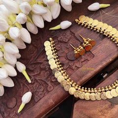 Vriksham Classic Gold Doted Look Lakshmi Coin Kasu Mala Short Neckpiece-G21510