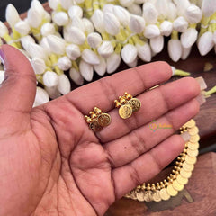 Vriksham Classic Gold Doted Look Lakshmi Coin Kasu Mala Short Neckpiece-G21510