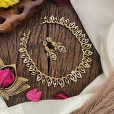 Vriksham Antique AD Stone Leaf Shape Short Neckpiece-G17939