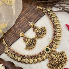 Vriksham Designer Lakshmi Gold Coin With Lakshmi Pendant Choker-G19174