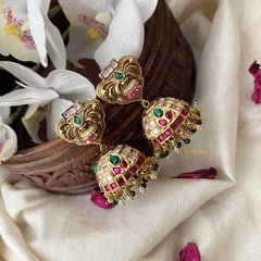 Vriksham Elegant Designer Jhumka-Red Green & White-Green White Pearls-G18254