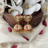 Vriksham Elegant Designer Jhumka-Red White-Pearls-G18255