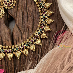 Vriksham Designer Red Green Stone Short Neckpiece-G17915