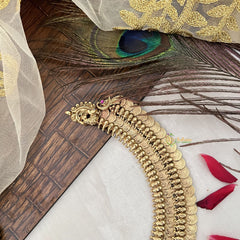 Vriksham Designer Double Layer Lakshmi Gold Coin Short Neckpiece-G19173