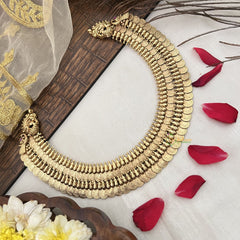 Vriksham Designer Double Layer Lakshmi Gold Coin Short Neckpiece-G19173