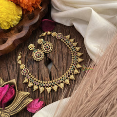 Vriksham Designer Red Green Stone Short Neckpiece-G17915