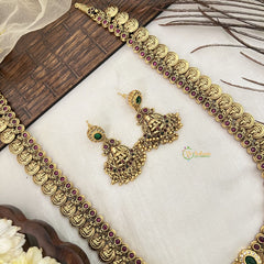 Vriksham Designer Lakshmi Gold Coin With Lakshmi Pendant Long Neckpiece-G19176