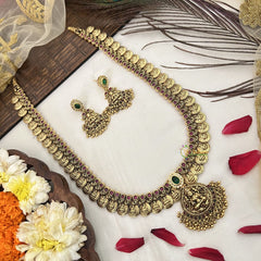 Vriksham Designer Lakshmi Gold Coin With Lakshmi Pendant Long Neckpiece-G19176