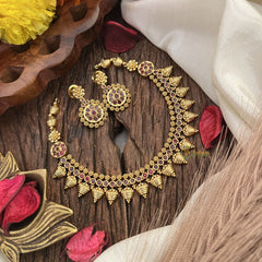 Vriksham Designer Red Stone Short Neckpiece-G17916