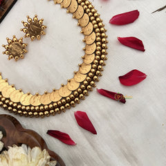 Vriksham Queen Victoria Kasu Mala Neckpiece With Red Thread-G19116