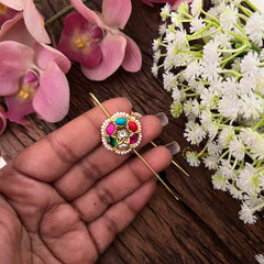 Vriksham Multicolor Royal Ivory Pearl Floral Style Floral Bugadi Style Earrings-G22125