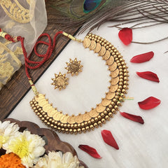 Vriksham Queen Victoria Kasu Mala Neckpiece With Red Thread-G19116